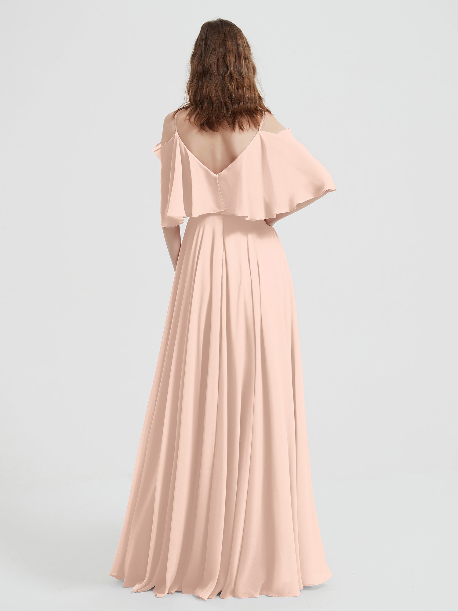 Spaghetti Strap Dresses with Flutter Sleeves Pearl Pink